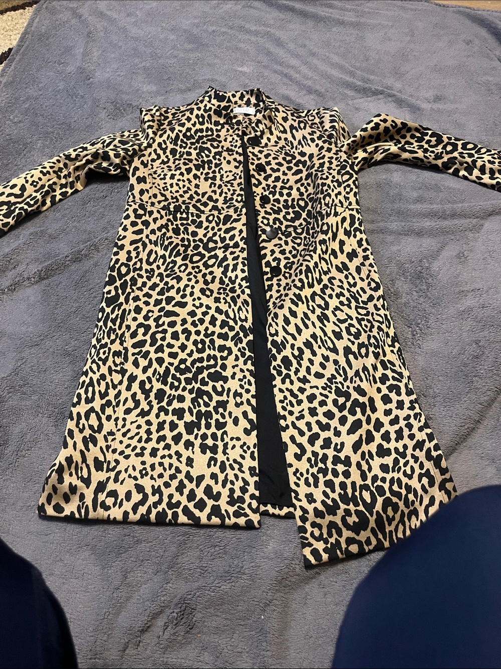 Kasper Leopard Print Trench Coat - Beige & Black